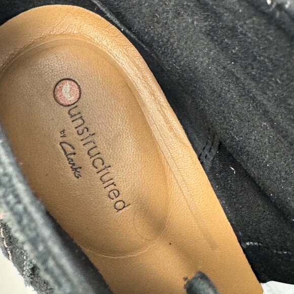 Clarks Unstructured Womens Black Suede Leather Lace up Booties Size 9 - Picture 4 of 10